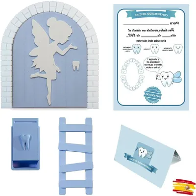 Productafbeelding van Tandfee Deur - Magische Deur - Tanden Wisselen - Uniek Cadeau - 21 x 11 x 2 cm - Blauw