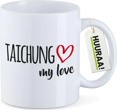 Produktbild von Huuraa Kaffeetasse Taichung my love 330ml Weiß Keramik Kaffeebecher Geschenkidee