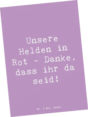 Produktbild von Mr. & Mrs. Panda Postkarte Spruch Feuerwehrmann Helden - Lavendeltraum - Geschenk, handgefertigt, Ansichtskarte, Aufmerksamkeit, mutig, Postkarten, Danke, Anerkennung