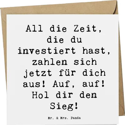 Produktbild von Mr. & Mrs. Panda Grußkarte Spruch Sportliche Wettkämpfe Erfolg - Weiß - Geschenk, faltkarte, Klappkarte, Motivation, Durchhaltevermögen, Zuversicht, Erlebnisse, Vertrauem