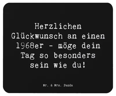 Produktbild von Mr. & Mrs. Panda Mousepad Spruch 1968 Geburtstag - Schwarz - Geschenk, du, mausteppich, mauspad laptop, Liebsten, Glückwunsch, Lächeln, Alter, Mouse Pad, 1968er