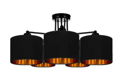 Produktbild von Deckenlampe Schwarz Lampe Leuchte aus Velours Vintage Modern E27 Designerlauchte 5-flammig N230-E5-S