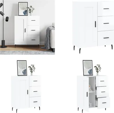 Produktbild von vidaXL Sideboard Hochglanz Weiß 69,5x34x90 cm Holzwerkstoff - Sideboard - Sideboards - Schrank - Lagerschrank