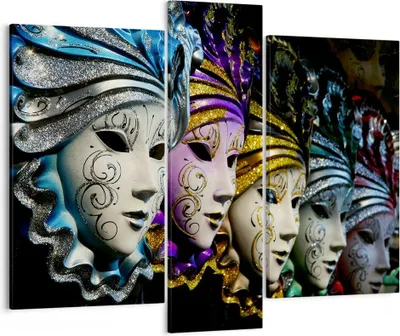 Produktbild von Bild auf Leinwand - Leinwandbild - Abstrakt Maske Feder Festival - 95x80cm - Wand Bild - Wanddeko - Leinwanddruck - Bilder - Kunstdruck - Wanddekoration - Leinwand bilder - Wandkunst - CB95x80-2105