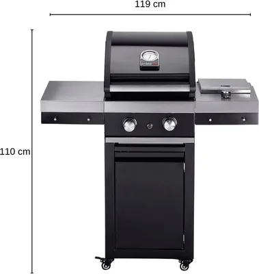 Produktbild von Grandhall Gasgrill Classic G2 Trolley Grill Gas Garten Gartenkamin Kamin 11,7 kW