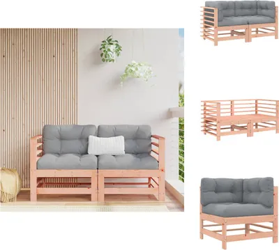Produktbild von vidaXL Ecksofas mit Kissen 2 Stk. Massivholz Douglasie -  Gartensofaelemente