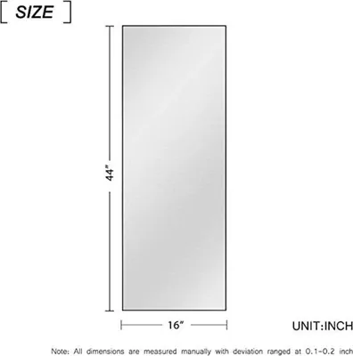 Produktbild von Schwarzer Aluminium Rahmen Wandspiegel 43" x 16" für Schlafzimmer