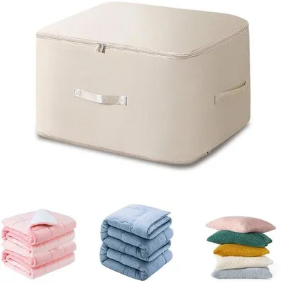 Productafbeelding van Ibenzoa® Zelfsluitende opbergorganizer, 54 x 42 x 30 cm – ruimtebesparende oplossing voor beddengoed, dekens en kleding, gemaakt van duurzaam en flexibel materiaal