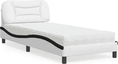 Produktbild von vidaXL Bett mit Matratze "Hvar" Weiß und Schwarz 90x200 cm Kunstleder