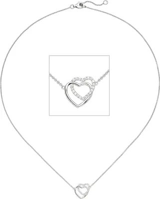 Produktbild von JOBO Collier Halskette Herzen 925 Sterling Silber 21 Zirkonia 45 cm Kette Silberkette