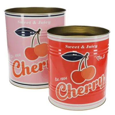 Produktbild von Aufbewahrungsdosen Cherry XL Metall Dosen 2er Set Retro-Stil Aufdruck Kirsche