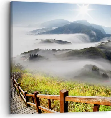 Produktbild von Bild auf Leinwand - Leinwandbild - Asien schönheit berg landschaft - 30x30cm - Wand Bild - Wanddeko - Leinwanddruck - Bilder - Kunstdruck - Wanddekoration - Leinwand bilder - Wandkunst - AC30x30-2444