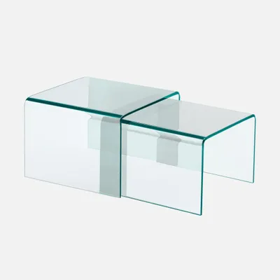 Produktbild von sweeek - Rechteckige und quadratische Satztische aus gehärtetem Glas - Transparent