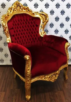 Produktbild von Barock Sessel King Bordeaux/Gold - Möbel Antik Stil