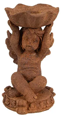 Imagen del producto de Soporte para velas Clayre & Eef, 7x7x12 cm, color marrón, de poliresina, con forma de ángel