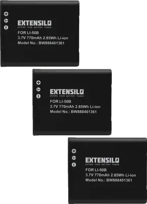 Produktbild von EXTENSILO 3x Akku kompatibel mit Casio Exilim EX-TR100, Exilim EX-TR150, Exilim EX-TR200, Exilim EX-TR300, GZE-1 Kamera (770 mAh, 3,7 V, Li-Ion)