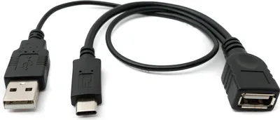 Produktbild von SYSTEM-S USB 2.0 Y Kabel 35 cm Typ A Buchse zu Typ A Stecker & 3.1 Typ C Buchse Adapter