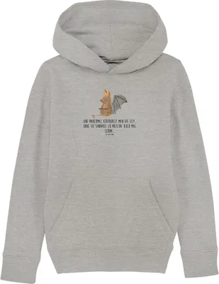 Produktbild von Mr. & Mrs. Panda Kinderpullover Fledermaus Sitzen 7-8 Jahre (122/128) - Heather Grey - Geschenk, Kapuzenpullover, Kapuzenpulli, Lustige Sprüche, Fledermäuse, Pullover