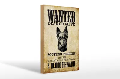Produktbild von Holzschild Hund 20x30cm wanted Scottish Terrier