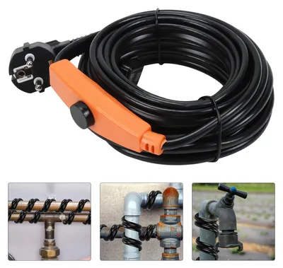 Obrázok produktu pre Peviasot, vykurovací kábel, 4 m, 64 W, 16 W/m, IP68, vykurovací pás s termostatom, rúrkové vykurovanie, ochrana proti zamrznutiu pre vodovodné potrubie, dom, záhrada