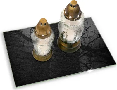 Produktbild von Untersetzer für Grabkerze Motiv Grabstein Gummifüße - 80x52 cm - Felsstruktur
