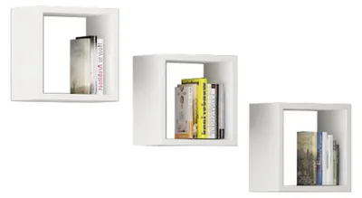 Produktbild von Wandregal weiß 3er Set, mit Metallhalterungen, schwebend für Küche, Flur, Kinderzimmer, Wohnzimmer, Badezimmer