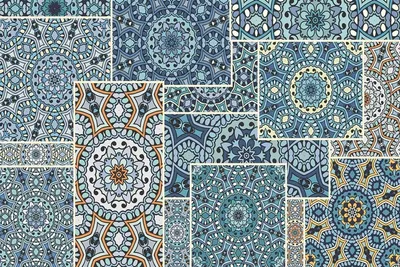 Produktbild von Buntes Mandala Patchwork Terrassenteppich 100x150