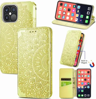 Produktbild von König Design Hülle kompatibel mit Apple iPhone 13 Pro Kunstleder Handyhülle - Handy Case Gelb