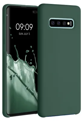 Produktbild von kwmobile Handyhülle für Samsung Galaxy S10 Plus / S10+ Hülle - Case Silikon - Kabelloses Laden - Schutzhülle Cover in Moosgrün