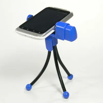 Produktbild von Logo-Handyhalter für Tisch, blau, thermoplastisch, für alle Arten von Handys, blau, Telefon