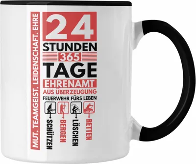 Produktbild von Trendation - Freiwillige Feuerwehr Tasse geschenk Feuerwehrmann (Schwarz)