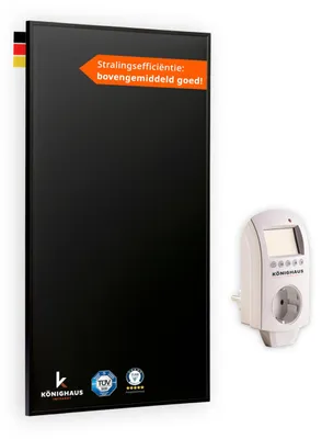 Image de Panneau infrarouge 1000W - Chauffage mural en aluminium noir - Contrôle via application mobile
