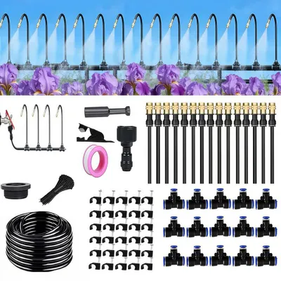 Image de Système d'arrosage pour jardin, 15 mètres, tuyau d'arrosage automatique, 15 buses réglables, pour les plantes de jardin
