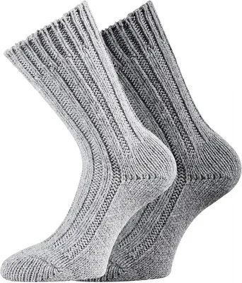 Produktbild von TippTexx 24 2 Paar superweiche Wollsocken mit Alpakawolle für Damen und Herren, Hellgrau-Grau, Größe 43-46