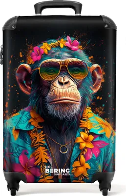 Obrázok produktu pre NoBoringSuitcases.com Príručný kufor z tvrdej škrupiny 55x35x20 cm, 36L, Summery Graffiti: Monkey, cestovný kufor na 4 kolieskach