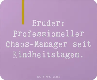 Produktbild von Mr. & Mrs. Panda Mousepad Spruch Bruder Chaos-Manager - Lavendeltraum - Geschenk, herzerwärmende Sprüche, Mouse Pad, Jubiläen, Chaos, pc mausunterlage, Mauspad, Großer