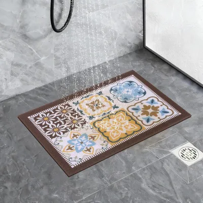 Image de Tapis de douche antidérapant en PVC, couleur marron, dimensions 40 x 60 cm