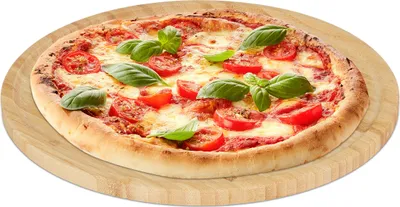 Image de Plateau à pizza Relaxdays, en bambou naturel, Ø 32 cm, plateau de service pour pizza, tarte flambée, fromage, plateau à pizza rond, naturel