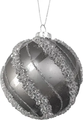 Produktbild von Weihnachtskugel Ø 8 cm Silber mit Glitzersteinen