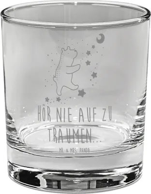 Produktbild von Mr. & Mrs. Panda Whiskyglas Bär Träume - Transparent - Geschenk, Tumbler, Traum, Traumdeutung, Glas, Scotch, eiswürfelglas, Teddy, Träumen, Whiskey