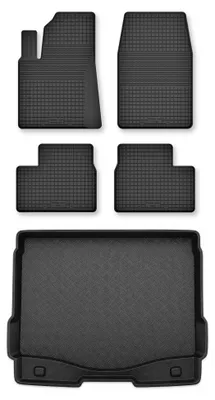 Image de Tapis en caoutchouc + bac de coffre pour Peugeot 207 2006-2012 (break) – 5 pièces, noirs, semi-universel, adapté
