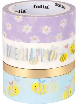 Produktbild von Folia Paper - Washi E Folia Hotfoil Bees 15mmx5m und 10mmx5m | Schnappen Sie sich ein 4 -Stück