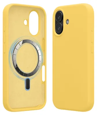 Produktbild von kwmobile Hülle kompatibel mit Apple iPhone 17 Hülle - magnetisches Silikon Case kompatibel mit MagSafe - Cover gummiert Strahlend Gelb