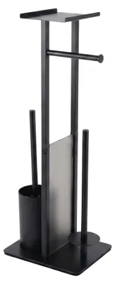 Immagine prodotto di Portarotolo e portascopino con ripiano per telefono HYLLA, nero, 65 cm