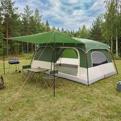 Produktbild von Familienzelt Grün 500 x 400 x 230 cm Polyester und Stahl - Campingzelte c2523