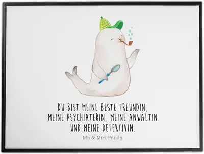 Produktbild von Mr. & Mrs. Panda Schreibunterlage Robbe Sherlock - Weiß - Geschenk, Lustige Sprüche, schreibtischunterlage, schreibtischmatte, schreibtischunterlagen, tischauflage