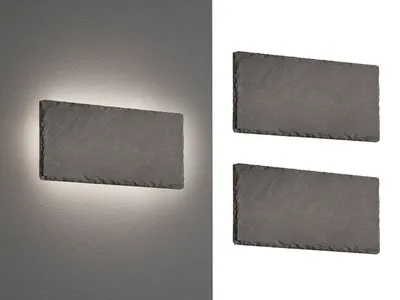 Produktbild von 2er-Set LED Innen Wandleuchten, indirekte Beleuchtung aus Naturschiefer, B: 25cm