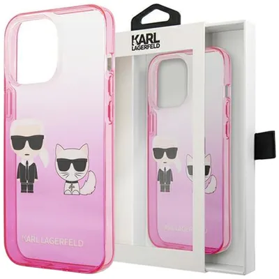 Produktbild von Karl Lagerfeld KLHCP13LTGKCP iPhone 13 Pro / 13 6,1" hardcase /pink Gradient Ikonik Karl & Choupette Handyhülle