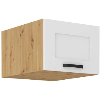 Image de Meuble haut à portes battantes LAILI - largeur 50 cm, blanc / chêne artisanal
