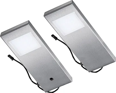 Produktbild von THEBO LED 91 Tadeo 1 in EDELSTAHL - SET 2 inkl. Leuchte mit Hauptschalter / Unterbauleuchten / Oberschrankleuchten